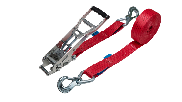 2-part ratchet lashing strap with snap hook 2500 daN